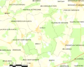 Poziția localității Coincy. Aisne