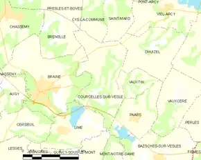 Poziția localității Courcelles-sur-Vesle