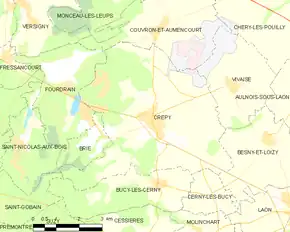 Poziția localității Crépy. Aisne