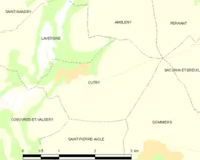 Poziția localității Cutry. Aisne