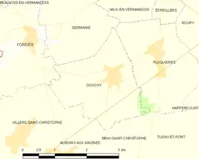 Poziția localității Douchy. Aisne
