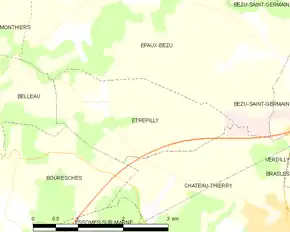 Poziția localității Étrépilly. Aisne