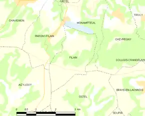 Poziția localității Filain