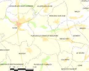 Poziția localității Flavigny-le-Grand-et-Beaurain