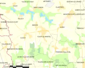 Poziția localității Flavy-le-Martel