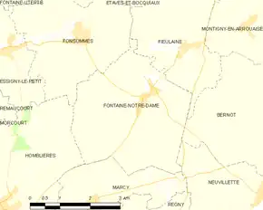 Poziția localității Fontaine-Notre-Dame. Aisne