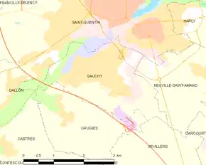 Poziția localității Gauchy