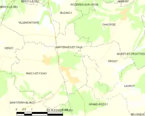 Poziția localității Hartennes-et-Taux