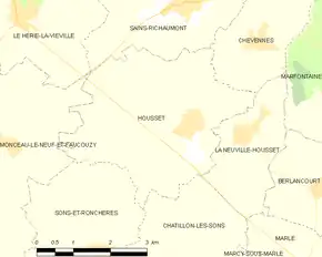 Poziția localității Housset