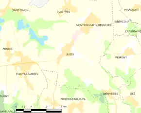 Poziția localității Jussy. Aisne