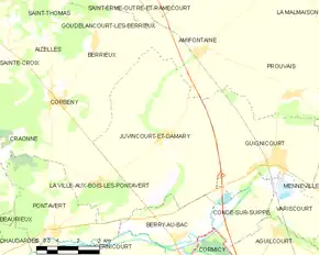 Poziția localității Juvincourt-et-Damary