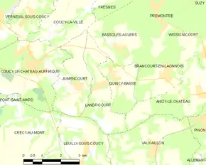 Poziția localității Landricourt. Aisne