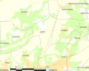 Poziția localității Leury