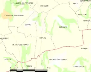 Poziția localității Merval