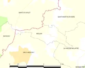 Poziția localității Molain. Aisne