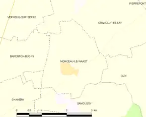 Poziția localității Monceau-le-Waast
