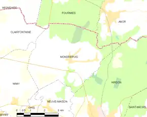 Poziția localității Mondrepuis