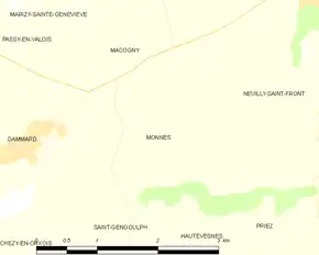 Poziția localității Monnes
