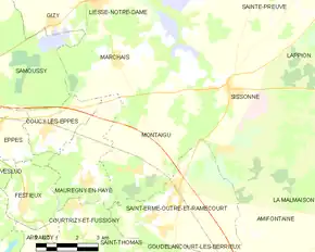 Poziția localității Montaigu