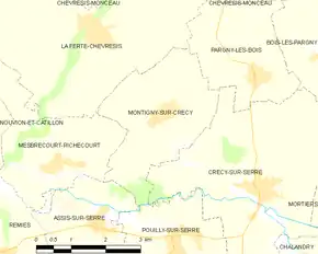 Poziția localității Montigny-sur-Crécy