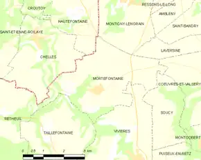 Poziția localității Mortefontaine. Aisne