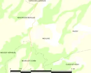 Poziția localității Moulins