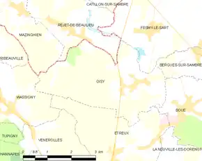 Poziția localității Oisy