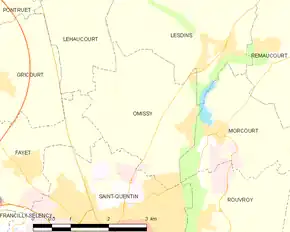 Poziția localității Omissy