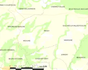 Poziția localității Paissy