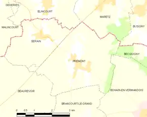 Poziția localității Prémont