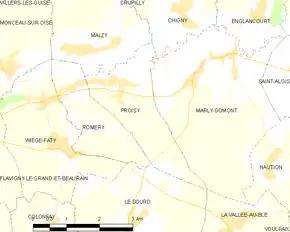 Poziția localității Proisy