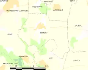 Poziția localității Remigny. Aisne