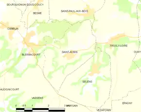 Poziția localității Saint-Aubin. Aisne