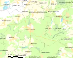 Poziția localității Saint-Gobain. Aisne