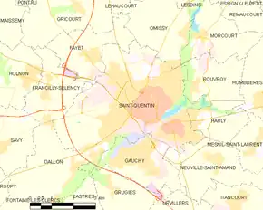 Poziția localității Saint-Quentin. Aisne