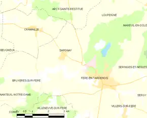 Poziția localității Saponay