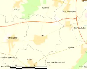 Poziția localității Savy