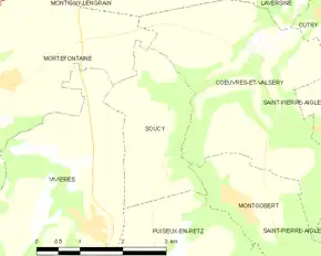 Poziția localității Soucy. Aisne