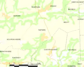 Poziția localității Tartiers