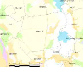 Poziția localității Travecy
