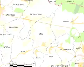 Poziția localității Wimy