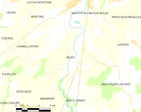 Poziția localității Bayet