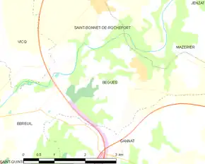 Poziția localității Bègues