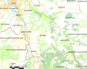 Poziția localității Busset