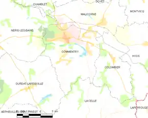 Poziția localității Commentry
