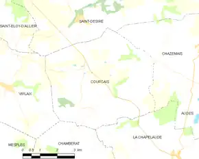 Poziția localității Courçais