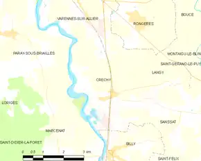 Poziția localității Créchy