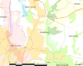 Poziția localității Désertines