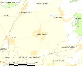 Poziția localității Escurolles