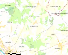 Poziția localității Gennetines